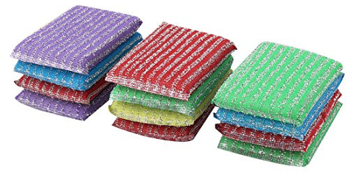 uxcell Scouring Pads Non-Scratch Scouring Sponge Scrub Pads Kitchen Bowl Dish Wash Scourer Scrubber Cleaning Cleaner Pads 12pcs