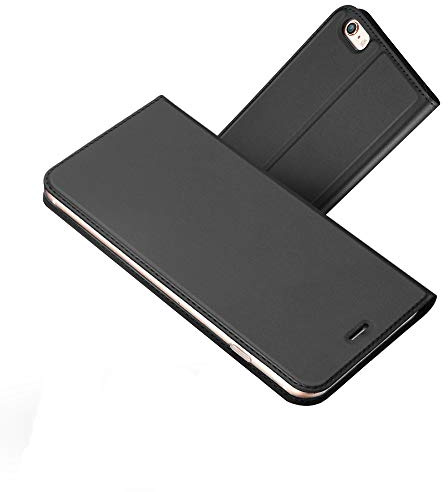 Radoo Coque Schutzhülle für iPhone 6, iPhone 6S, Ultra Mince en Cuir PU Premium Housse à Rabat Portefeuille Coque Étui de Protection Bumper Folio à Clapet pour Apple iPhone 6 / iPhone 6S 4,7 Pouces (Gris-Noir)