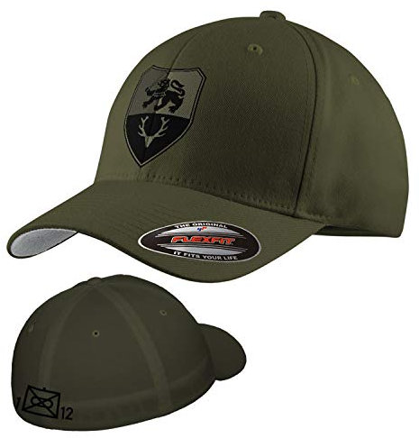 Copytec Flexfit Kappe 1 Kompanie Panzergrenadierbataillon 12 PzGrenBtl Wappen #35407, Farbe:Oliv, Flexfit Kappe:L/XL