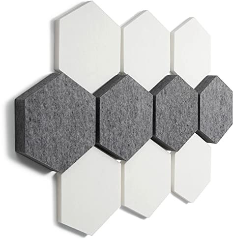 FENNEXT® Schallabsorber Wand Paneele [10 Stk.] für spürbar reduzierte Geräusche I Modernes Akustikbild aus Hexagon Akustikplatten I Unbedenkliche Akustikpaneele hergestellt in der EU I 3D Panels