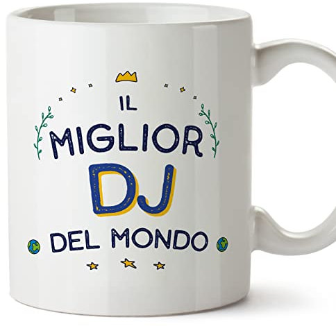 Mugffins Tazza in ceramica per DJ uomo 11 oz / 350 ml - In italiano - Miglior del Mondo - Idea regalo per compleanno, anniversario, natale, laurea