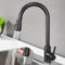 Ulytid Wasserhahn Küche Schwarz, Küchenarmatur mit Brause Ausziehbar, Hochdruck Mischbatterie Küche Armatur mit 3 Modus, Hoher Bogen Einhebelmischer Spültischarmatur 360° Schwenkbar SUS304 Edelstahl