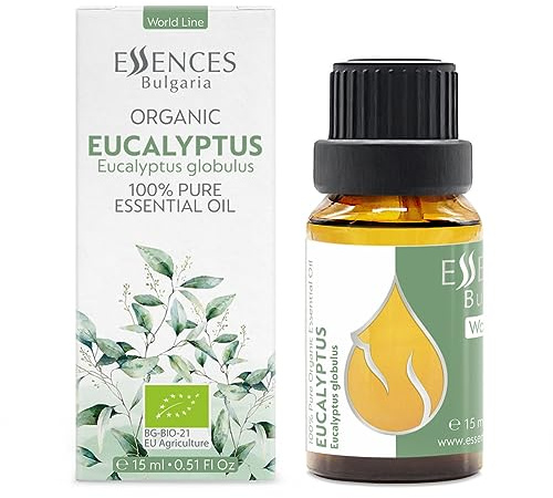 Essences Bulgaria BIO Eukalyptusöl 15ml | 100% naturrein | Ätherisches Öl | Eucalyptus globulus | Familienqualität | Unverdünnt | Aromatherapie | Kosmetik | Ohne Tierversuche | Vegan