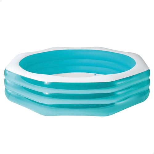 Intex Piscina Hinchable Familiar, Forma Octogonal, 254x254x56 cm, 999 litros, De Vinilo Resistente, 3 cámaras de Aire, Tapón desagüe, Incluye Parche reparación, Piscinas para niños, +6 años (58492)