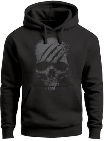 Neverless® Sweat à capuche homme tête de mort crâne squelette imprimé mode street style, Crâne Gym Noir, M