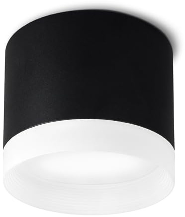 SSC-LUXon VORA Deckenspot flach rund mit Leuchtrand - Aufbaustrahler innen in matt schwarz inkl. GX53 LED 3W neutralweiß 230V