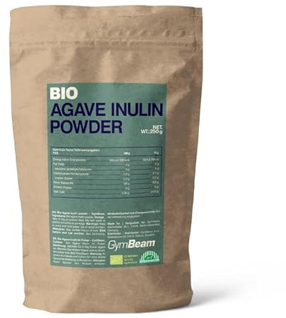 GymBeam Inulina di Agave BIO in Polvere 250g, Integratore di Inulina, Fibra Solubile 100% di Origine Naturale, Alternativa Dolcificante Bassa in Calorie, Ricca di Fibre, Adatta per Vegani