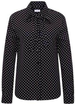 Sidenklistermärken damer modeblus – slip-blus – normal passform – lätt att stryka – skjortbluskrage med slip – långärmad – 100% viskos, svart, 40