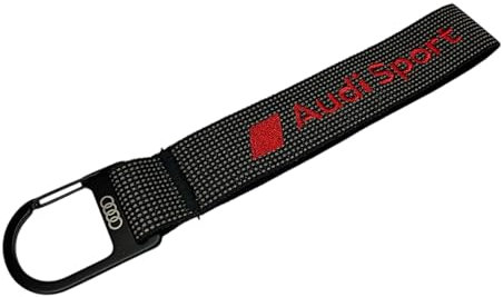 Audi 3182400400 Schlüsselanhänger Schlüsselband Schlaufe Raute Logo Karabinerhaken, schwarz/rot