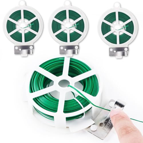 200 m di filo di legatura per piante, 4 rotoli di filo da giardino verde con dispenser e taglierino, filo per piante rampicanti per organizzazione, progetti artigianali fai da te Garden Twistee Tie