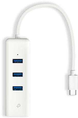 TP-Link UE330C USB-C 3.0 to Ethernet Adapter | Portable 3-Port USB-A 3.0 Hub w/ 1 Gigabit RJ45 Ethernet Port | Laptop Network Adapter | Plug & Play | Supports Win 7/8/8.1/10/11, Mac OS X (10.9-10.15)
