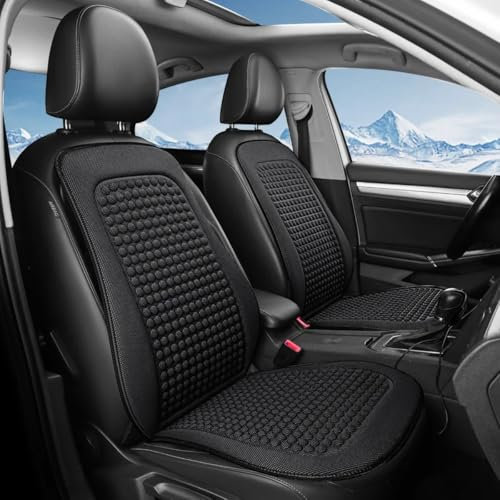 LHZPGC Autositzbezug Kühlkissen für Vw Passat B6 2005-2011, Eisseide/atmungsaktive Fahrzeugstuhl-Rückenlehnenschutz-Pad-Matte,B-Black-2 Set Cushion