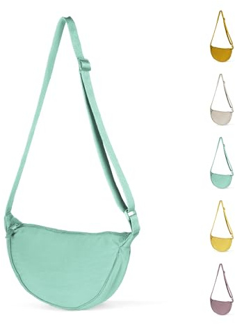 Bieiyhe Borsa Mezzaluna Donna, Hobo Bag Halfmoon, Marsupio Nylon, Crossbody Bag Casual, Tracolla Regolabile, Borsetta a Mano Ragazza - Verde Chiaro