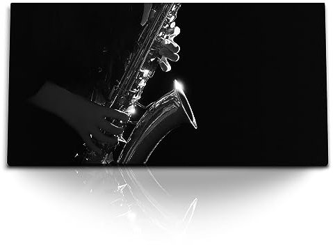 Paul Sinus Wandbild 120x60cm Saxophon – Ausdrucksstarke Musik und Eleganz. Beeindruckendes Schwarz-Weiß-Bild eines Saxophonisten.