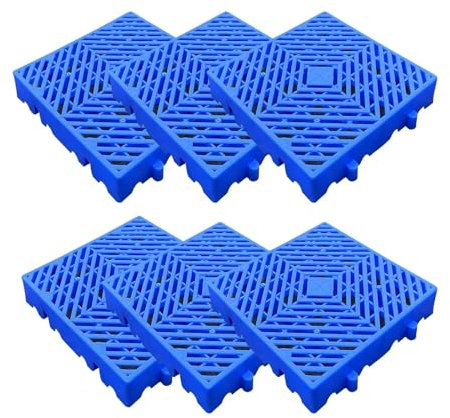 6 Stück wasserdichte, leichte Kunststoff-Palettengitter-Pads für einfache Lagerung, ideal für Garage, Supermarkt und Keller, atmungsaktiv, 30 x 30 x 2,5 cm, Gitterroste, einfach zu installieren und