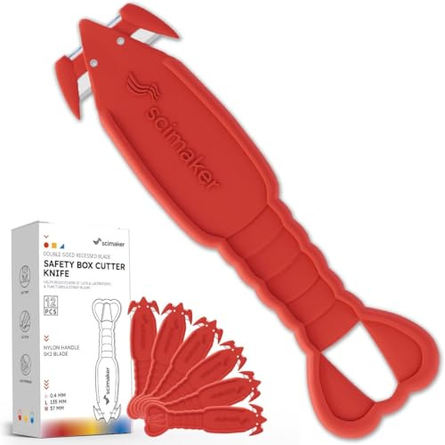 12PCS Scimaker Safety Box Cutter of S2 Steel Blade,Box Opener for Efficient Package Opening,Lobster Package Opener Plastic Cutter for Box, Carton, Shrink Wrap, Plastic Straps.