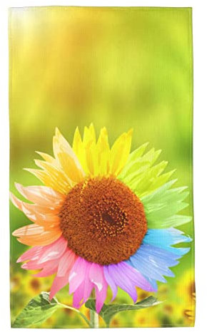 Sporthandtuch Sonnenblumen-Regenbogenfarben Handtücher Leichte Badetücher Praktischem Handtücher Für Badezimmer Für Wandern Sport Damen 40X70Cm