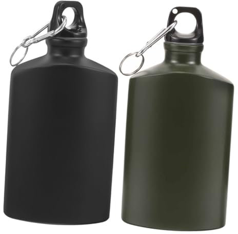 BESPORTBLE Bouteille Deau Légère En Aluminium 2 Pièces Design Plat Étanche Pour Randonnée Camping Voyage