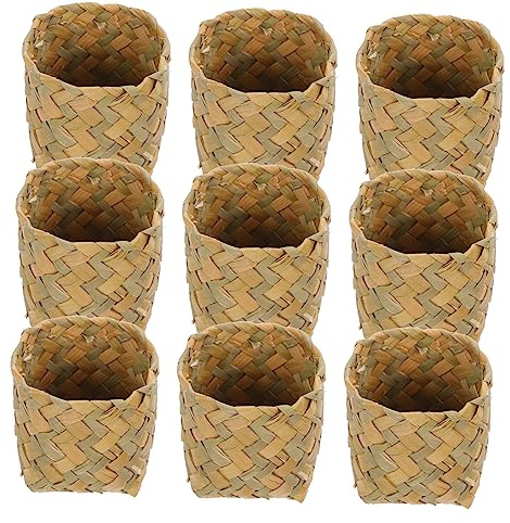 WRITWAA 10stücke Hochzeitsbonboniere aus Strohgeflochtenem Material Geschenkbehälter für Süßigkeiten Handgeschenkbox in Naturfarbe