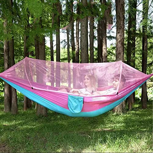 Camping hängmatta med garntält, bärbart hängmatta tält med hängmatta, tyg hängande säng (g)