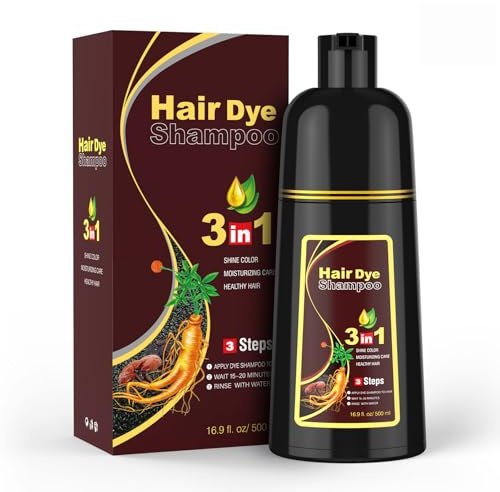 Hair Dye Shampoo per capelli grigi, Black Hair Dye, per uomini e donne, 500 ml (marrone scuro)