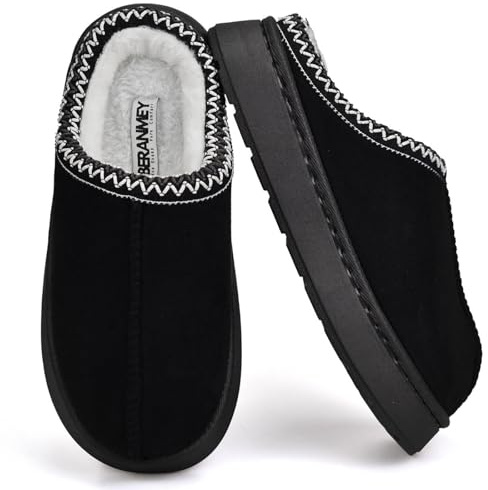 BERANMEY Fuzzy Memory Foam Slippers for Women Men Cozy Platform House Shoes with Anti-Slip Sole Warm Plush Lined Non-Slip Indoor Outdoor Short Ankle Slippers