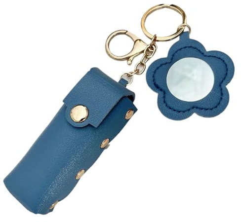 Étui à rouge à lèvres avec miroir – Porte-clés, trousse de maquillage | Rangement cosmétique tendance pour femmes et filles, accessoire de sac à main de voyage, porte-clés de voiture, portefeuille de