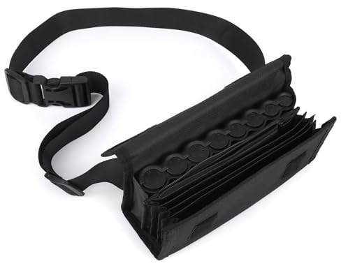 Euro Coin Holder Dispenser, 8-Slot Black Oxford Cloth Storage Bag Waiters Purse Euro Coin Organizer Pouch for Server Cashier Waitress Collector Change