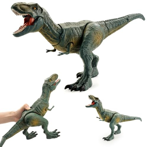 DUHLnote Big T Rex Dinosaur Toys - 14, Tyrannosaurus Rex Action Figure with 2 Function Buttons and Movable Joints, Realistic Dinosaurs Figures for Kids, Trex Toy for Boys & Girls