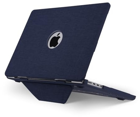 MOSISO Kompatibel med MacBook Pro 14 tum fodral 2025-2021 M5 M4 M3 M2 M1 A3434 A3112 A3185 A3401 A2918 A2992 A2779 A2442, cirkelstickat tygbelagt hårt fodral med Fällbart kickstand, HT aze Blue