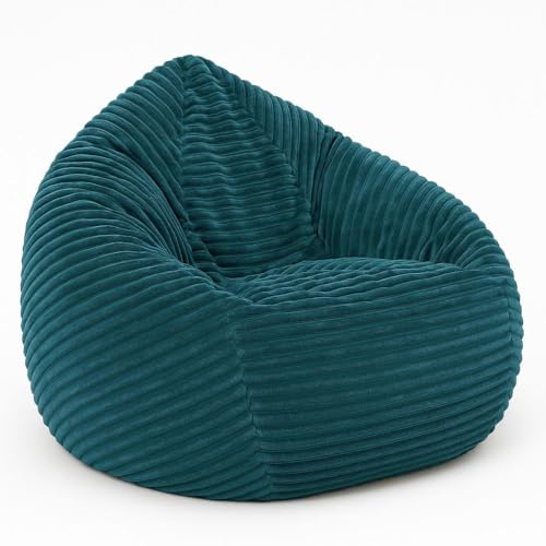 PATCH HOME Cordino Drop Sitzsack aus Breitcord – Bodensitzsack mit EPS-Füllung – Bequemer Lounge-Sessel für Erwachsene & Kinder – 3 Größen – Stylischer Cord Sitzsack mit Reißverschluss (Petrol, XXL)