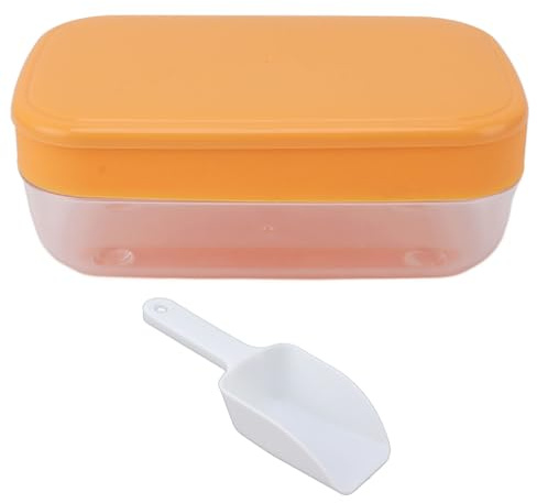 Moule à glaçons rond réutilisable, flexible, à dégagement facile, avec couvercles amovibles empilables, pour cocktails, café glacé et autres matériaux en silicone PP de qualité (Orange multicouche)