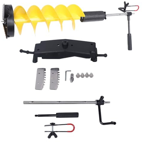 8 Inch Ice Auger Drill Bit, Ice Fishing Drill Bit with 27.5in, Floatable Heavy Duty Nylon Auger for Thick Ice, Compatible with Electric Drills