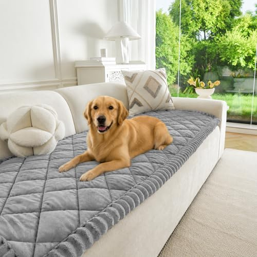 Warmstar Dicke Sofa überzug Waschbar, Anti-Rutsch & Anti-Kratzer Sofabezug 2/3/4 Sitzer,Weicher Couch überzug für Haustiere,Möbelschutz Sofaüberwürfe für Wohnzimmer(Hellgrau,70x210cm)