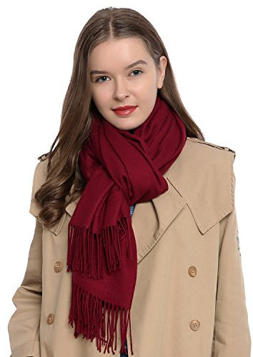 DonDon Schal Damen Winter Wollschal Winterschal warm weich 185 x 65 cm dunkelrot