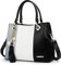 Sac à Main Femme Sac Bandoulière Femme Cabas Sac D'épaule Sac Fourre-Tout Sac de cours PU Cuir frange avec bandoulière ajustable, Noir/Gris/Blanc