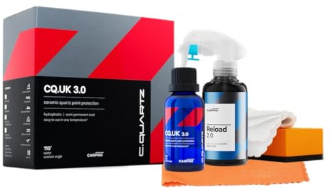 CARPRO CQUARTZ UK 3.0 - Ceramic Coating for Cars, Quartz Based Nanotechnology, Bonds to Paint, Glass, Metal and Plastic - (50ml Kit w/Reload 2.0)