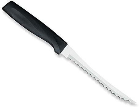 Rada Cutlery Anthem Series Tomato Slicer Knife (W426), 5 Stainless Steel Serrated Blade, Black Handle