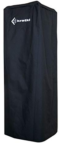 KRATKI Wetterschutzhülle für den Patio Gaskamin | 129 x 46 x 46 cm | schwarz mit weißem Logo | 100% Polyester | PVC-Träger | Abdeckplane ideal als Terrassenofen Abdeckung | Wasserdicht & Winddicht