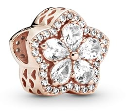 Pandora Timeless Sparkling Snowflake 14k rose gold-plated charm with clear cubic zirconia