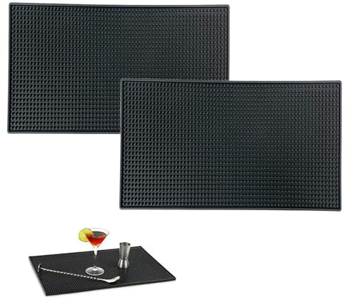 CTForest 2 Pezzi Bar Mat, Servizio Bar Mat, Tappetino per Cocktail da Bar, Adatto per Bar o Uso Domestico, Utilizzato per Fissare Bicchieri da Vino(Nero)