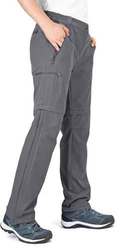33,000ft Women's Convertible Zip Off Hiking Trousers with UV Protection Multiple Pockets Ladies Stretch Cargo Pants for Trekking, Camping, Walking Grey UK 16/29L