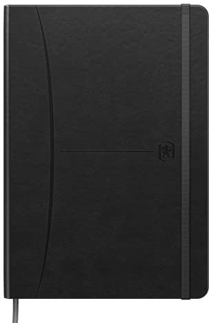 Oxford Notizbuch A5 kariert, Signature, 160 Seiten, Hardcover mit Kunstleder, schwarz, 1 Stück