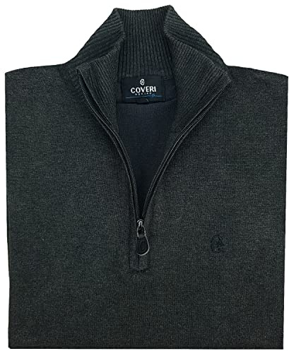Coveri Maglia Maglione a Lupetto Uomo Mezza Zip Collo Alto con Cerniera M L XL XXL XXXL (M - Grigio Scuro)