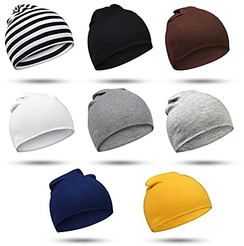 SPTRAMLE Baby Jungen Mützen Hut, 8 Stück weiche und süße Strickmütze, weiche, doppellagige Mütze für 0–3 Jahre alte Babys, Jungen und Mädchen