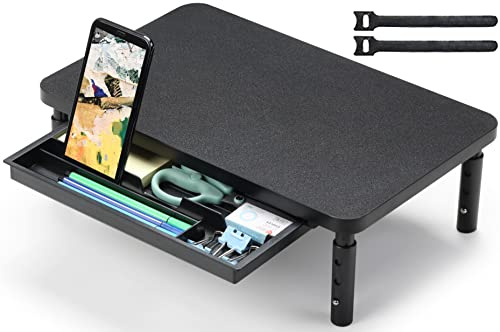 ETHU Monitor Stand Riser, 3 level Height Adjustable Stand with Storage Drawer for Office and Home, Monitor Riser for Computer Printer Laptop PC iMac (Black)