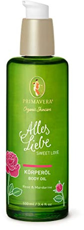 PRIMAVERA Alles Liebe Körperöl 100 ml – Naturkosmetik – Rose, Mandarinen Duft – pflegend, nährend – vegan