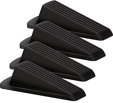 Fermaporta 4 Pezzi Cuneo Fermaporta in Gomma Ferma Porta da Pavimento Antiscivolo per Patio Esterno Abitazioni Scuole Uffici Garage Nero