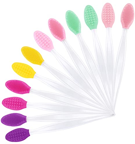 Lusofie 12 PCS Lip Scrub Brushes - Double Sided Silicone Exfoliating Lip Care Kit for Soft, Smooth Lips - Gentle Scrubber for Lip Lightening & Rejuvenation - Home Spa Kit for Men & Women