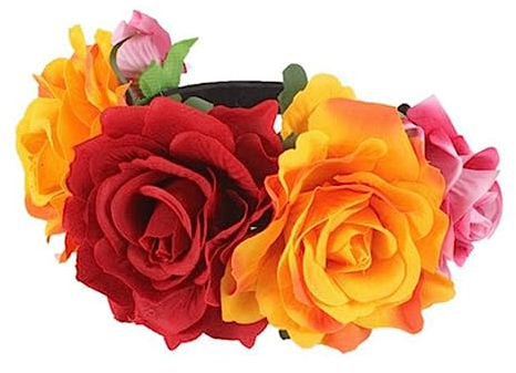 VASANA - Couronne de fleurs mexicaines - Accessoires pour cheveux - Guirlande de cheveux pour mariage, anniversaire, fête d'Halloween